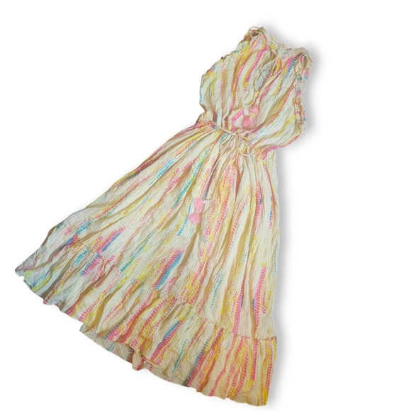 Floor Length Maxi Dress Lined Fairy Core Pastel Bohemian Hippie Cut Out Dress - Picture 2 of 8